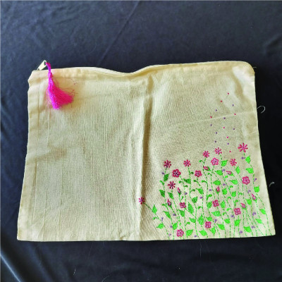 Jute Laptop Bag Grass and Flower Bag
