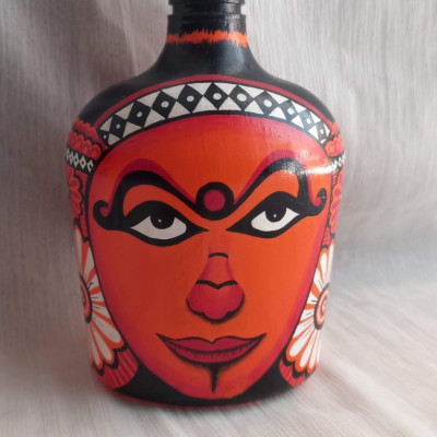 Hand-Painted Tribal Face Art Bottle