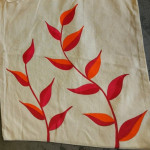 Hand-Painted Cotton Shopping Tote Bag – Leaf Design