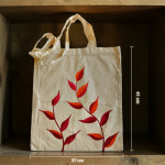 Hand-Painted Cotton Shopping Tote Bag – Leaf Design
