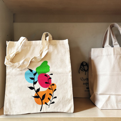 Color Bloom Handcrafted Jute Tote Bag