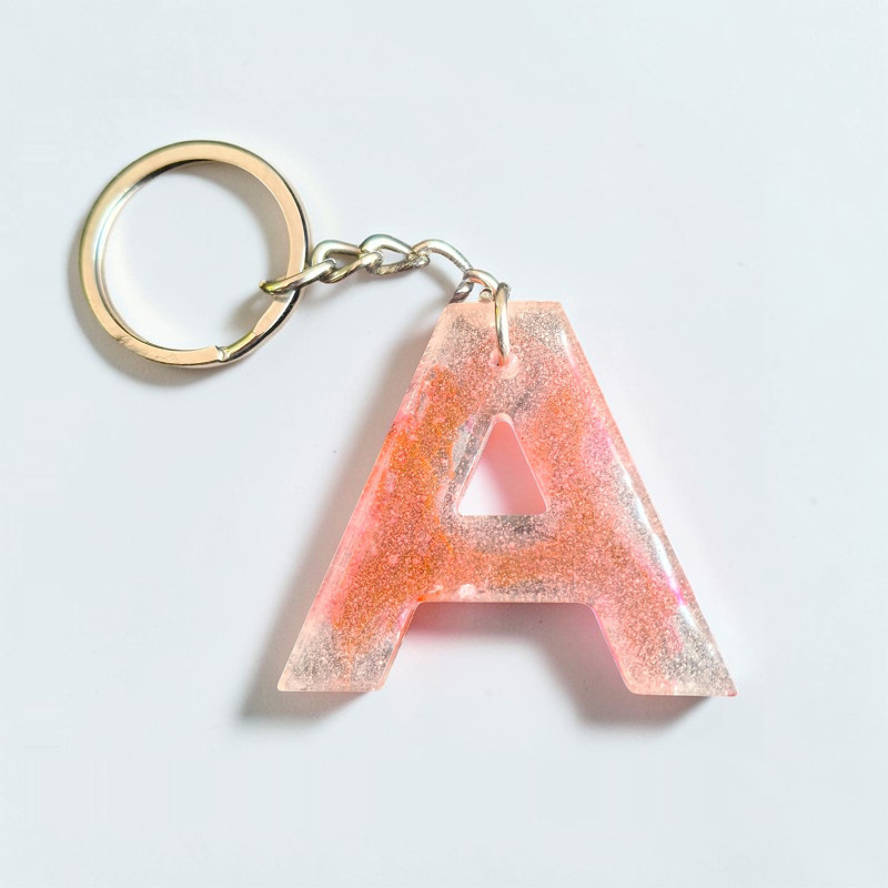 Handmade Alphabet A Resin Keychain