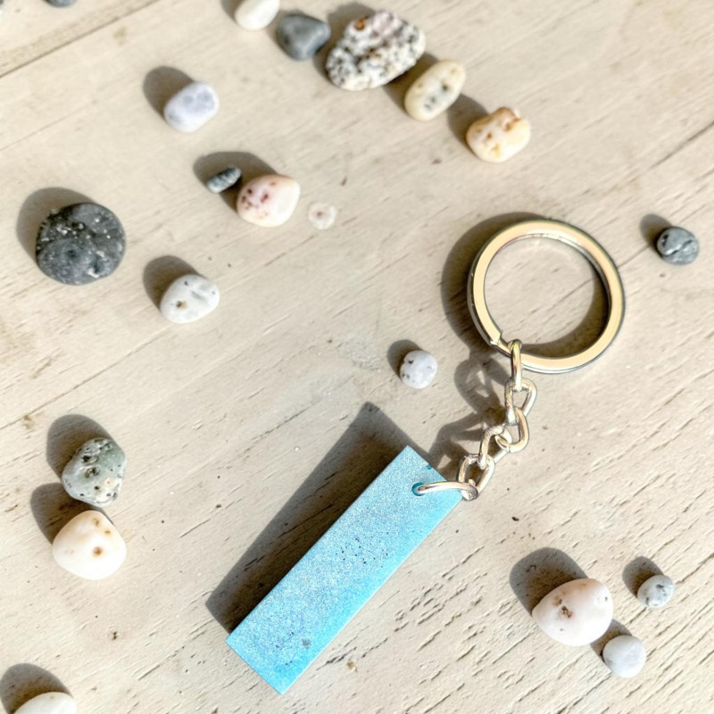 Handmade Resin Keychain Letter I | Sky blue Matte Initial Gift